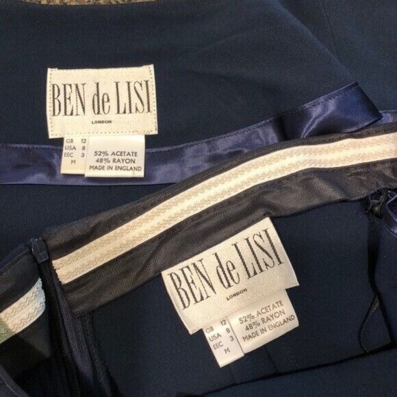 Vintage Ben de Lisi Pant Suit Blue Blazer Wide Leg Trousers Pants Size 8 - Picture 6 of 8
